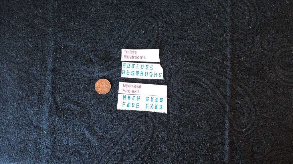 Braille/visual text image shown from a greater distance
