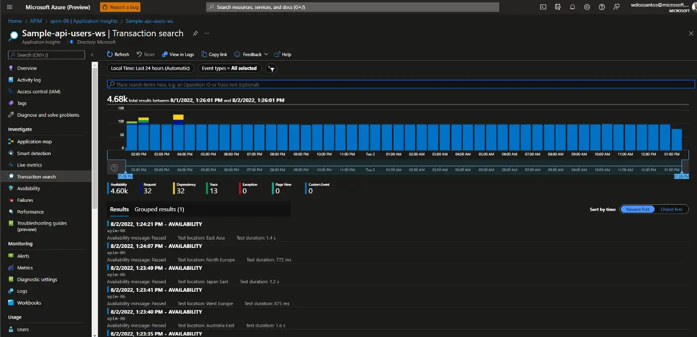 Transaction search ultimas 24 horas