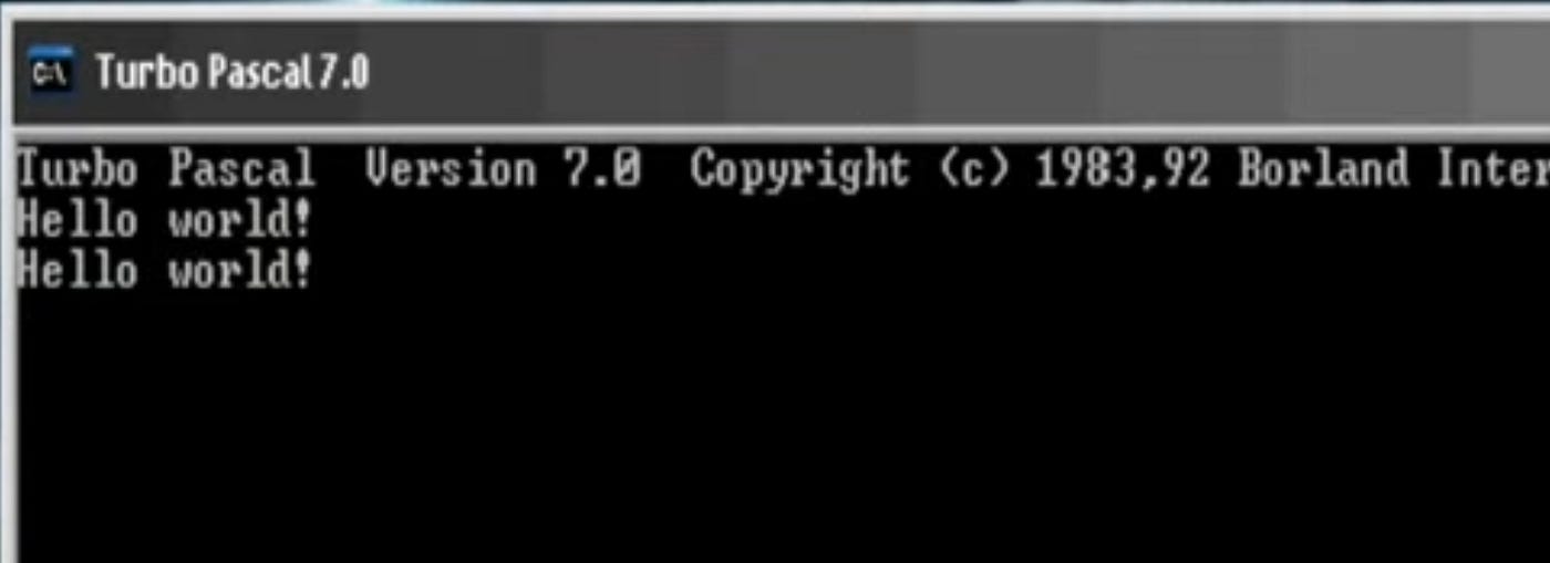 Screenshot of a computer terminal displaying the message “Hello World!”