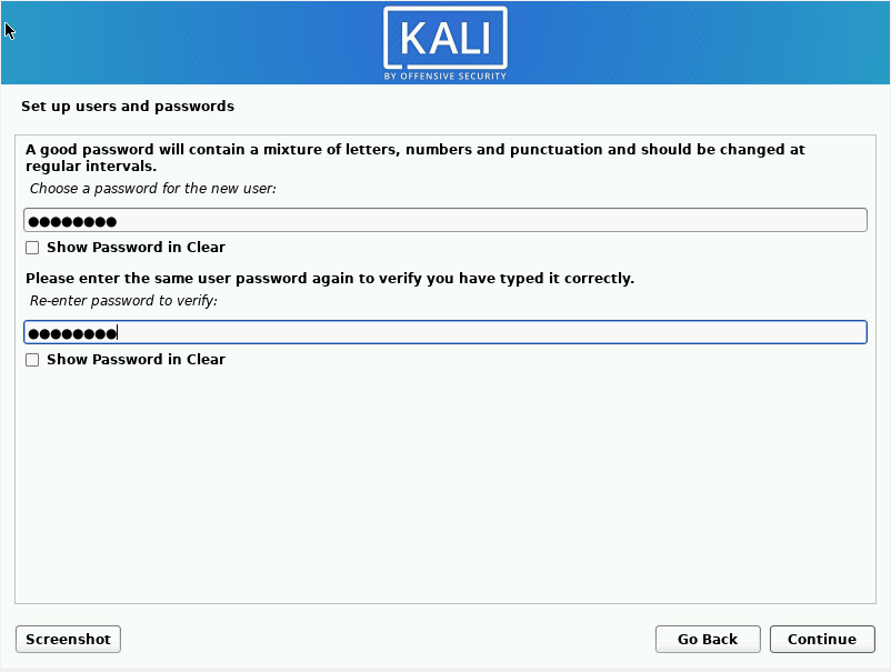 Password setup