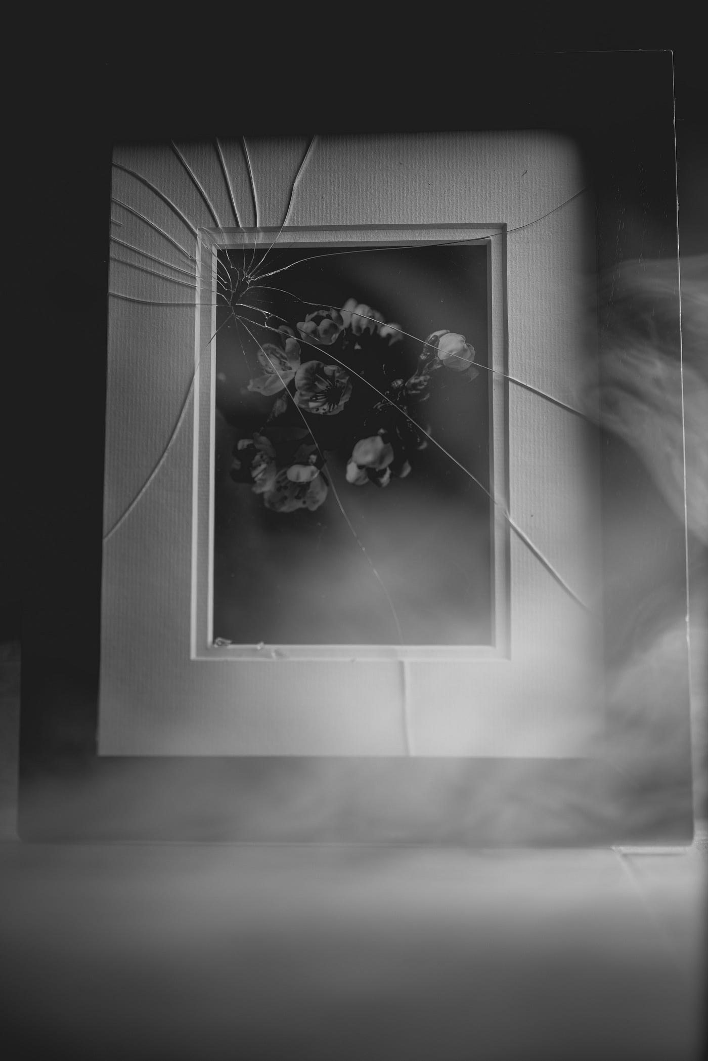 Broken glass picture frame