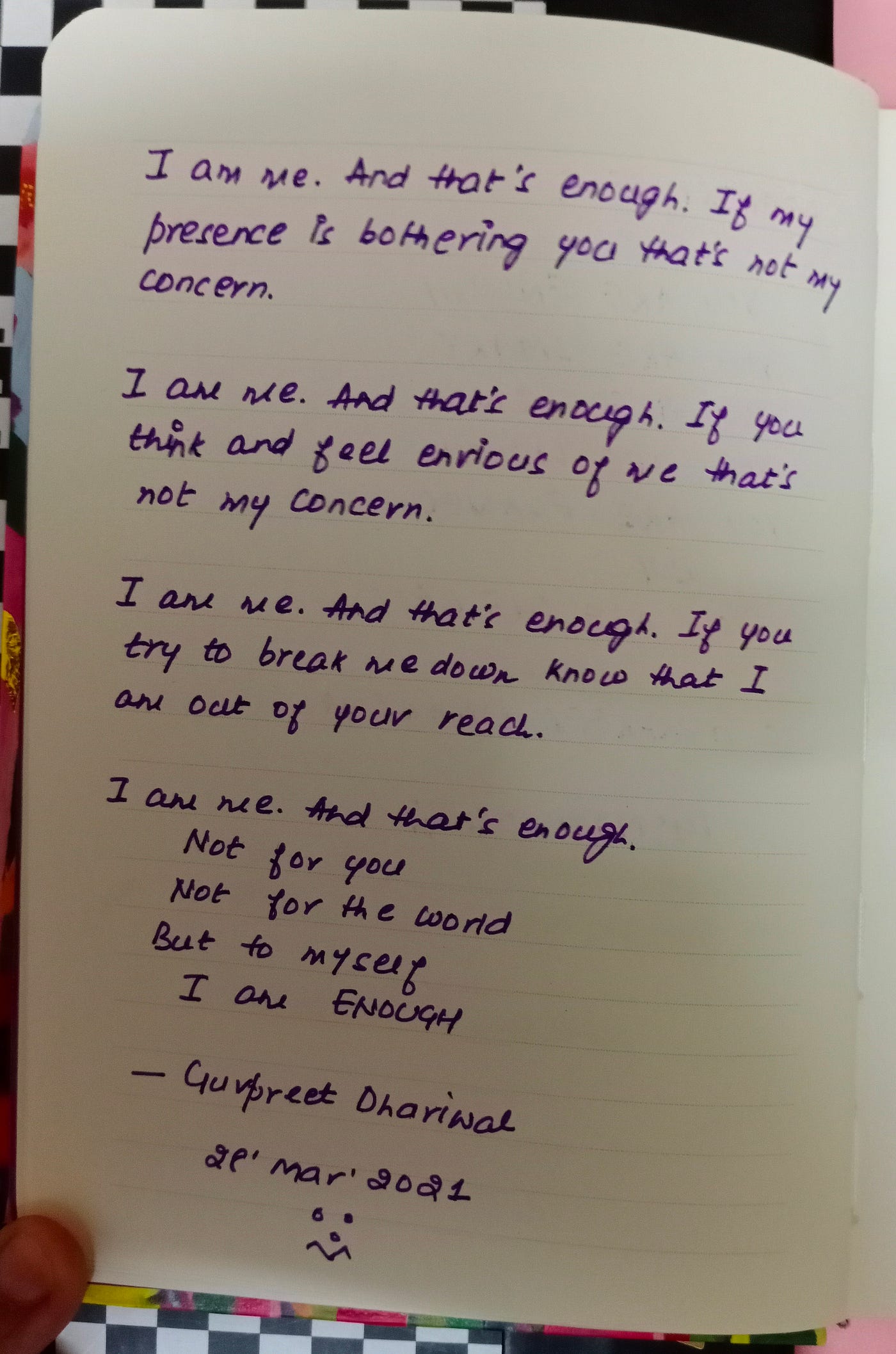 I Am Enough Paper Poetry Medium