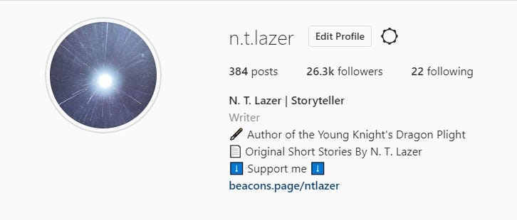 The header to my Instagram Profile