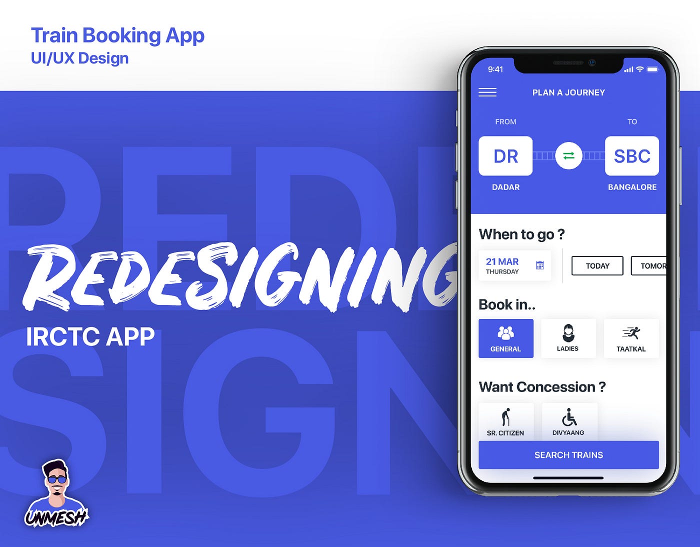 IRCTC app redesigned with Adobe XD by Unmesh Gite