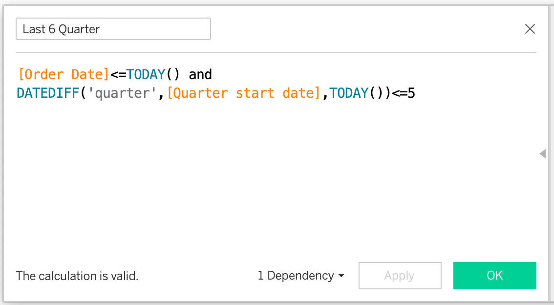 Last Six Quarters Beginning Date As Filter In Tableau by Sasmita Sahu