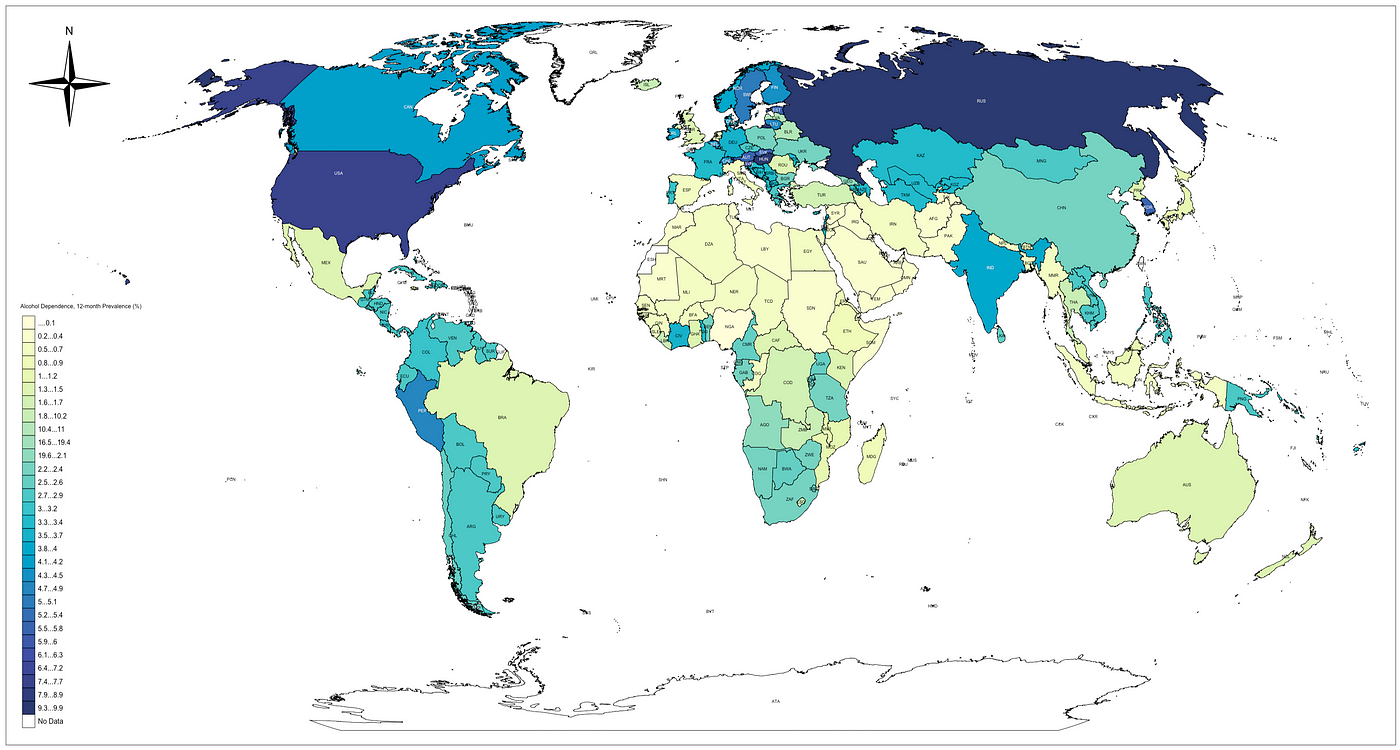 A Quick Thematic Map Of Alcohol Dependence In The World Using R Programming By Rene F Najera Mph Drph The Startup Medium