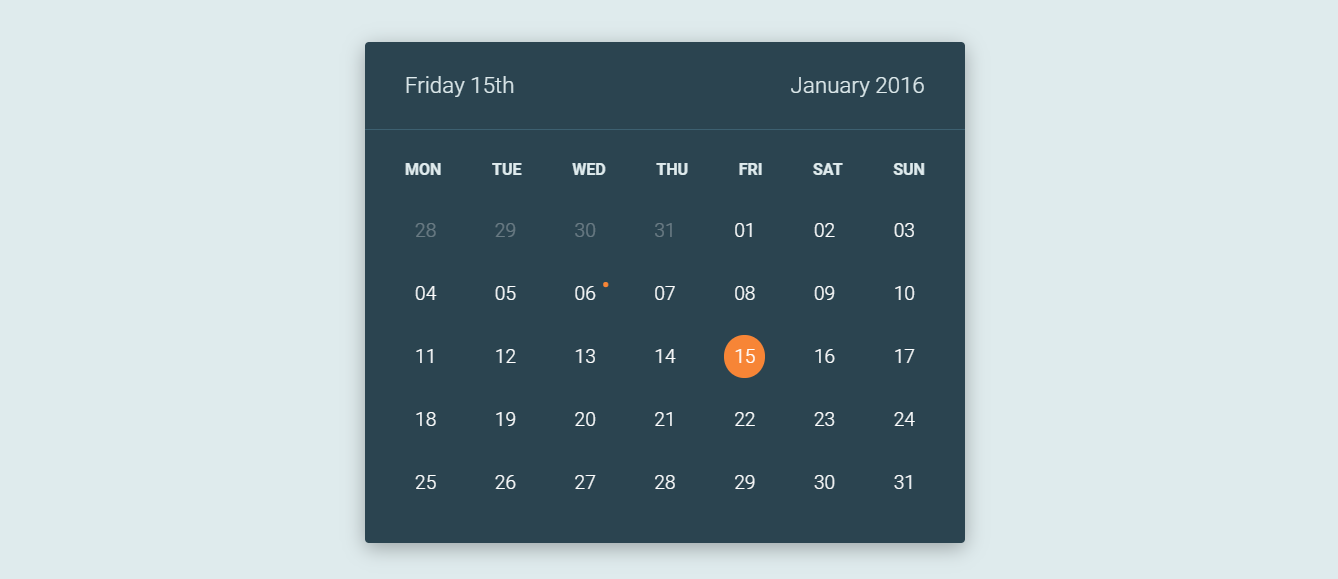 Bootstrap Calendar Design Codepen Coverletterpedia