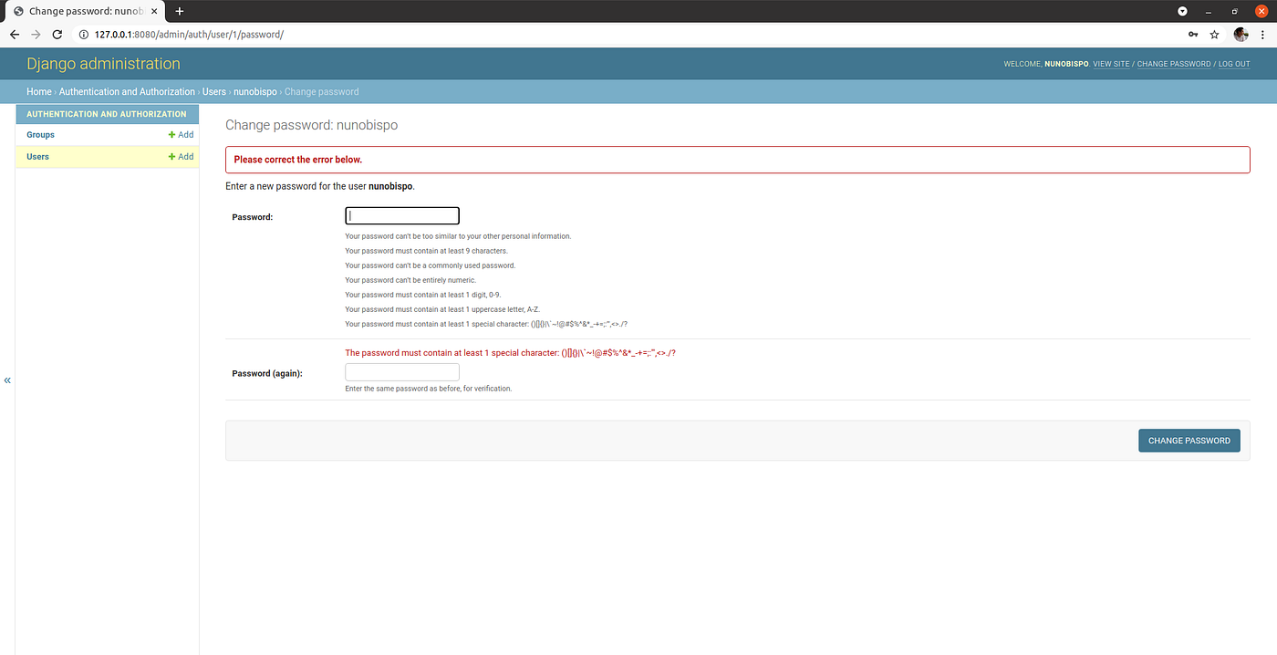 Django Shorts — Password validators | by Nuno Bispo | Geek Culture | Medium