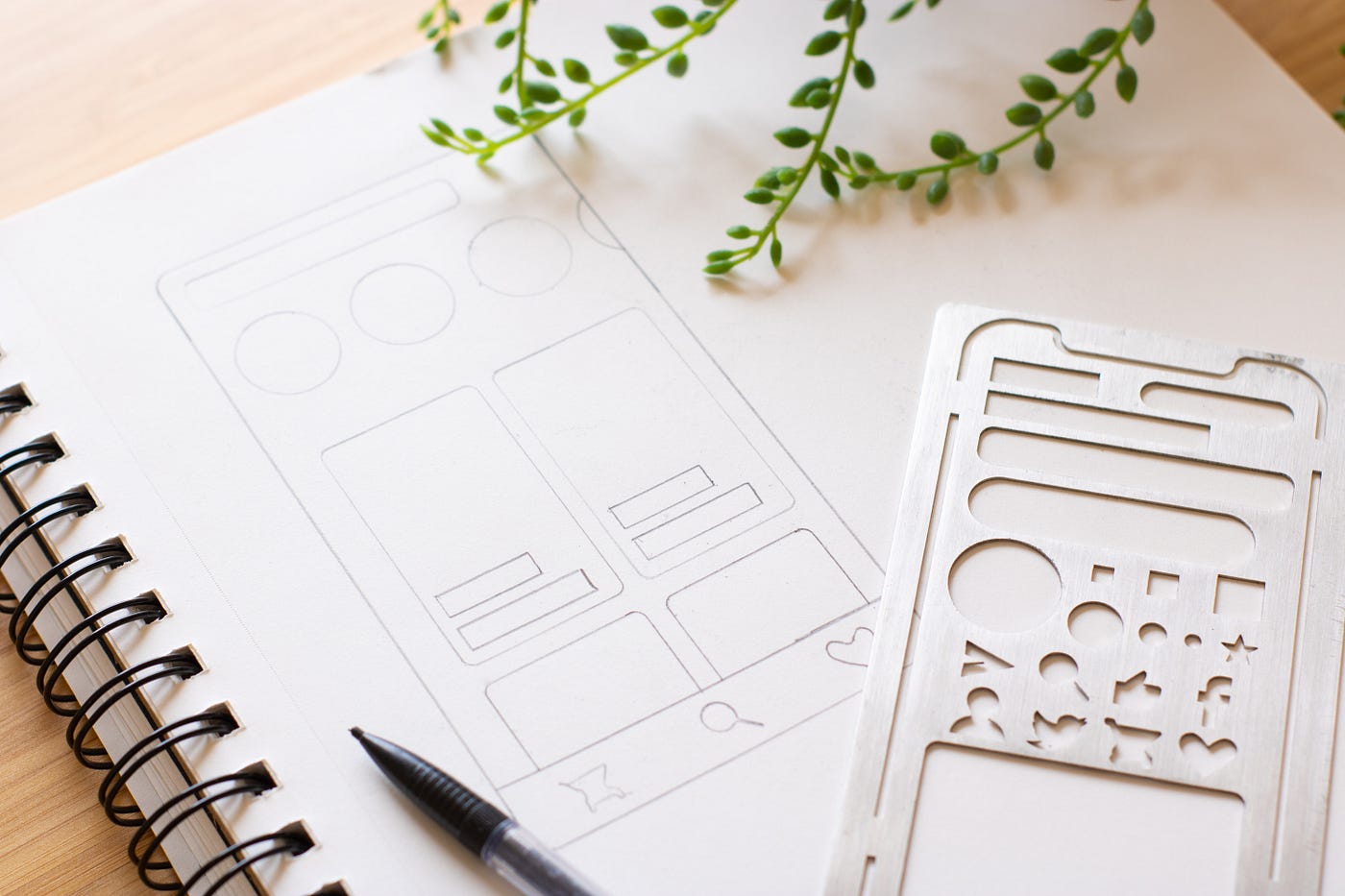 A wireframe on a notebook
