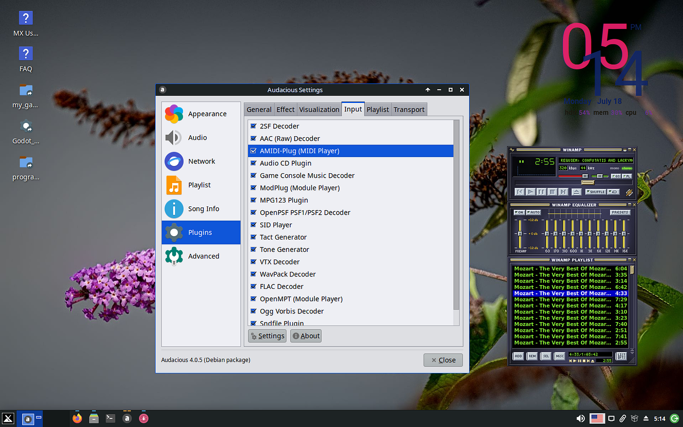 How to make the Audacious Audio Player look like Winamp and play MIDI files on Linux as if its