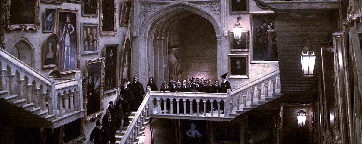 The staircase in Hogwarts, showing how the environment shifts around people to help (and hinder) their progress.