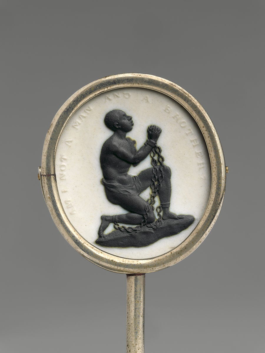Antislavery medallion ca. 1787 Josiah Wedgwood British https://www.metmuseum.org/art/collection/search/191076