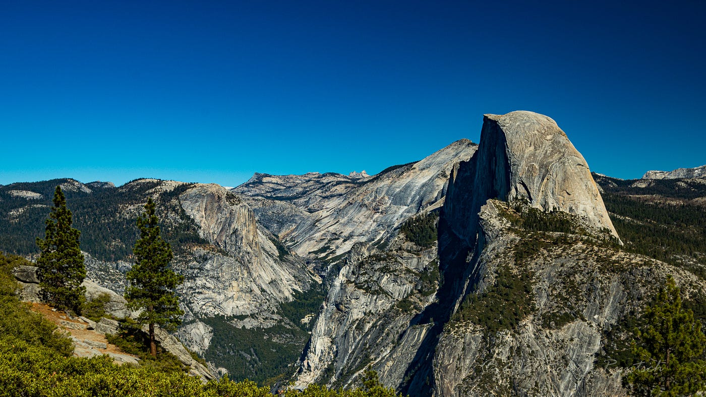 Half Dome rises from the floor of Yosemite Valley in Yosemite National Park, U.S.A., in October 2021.