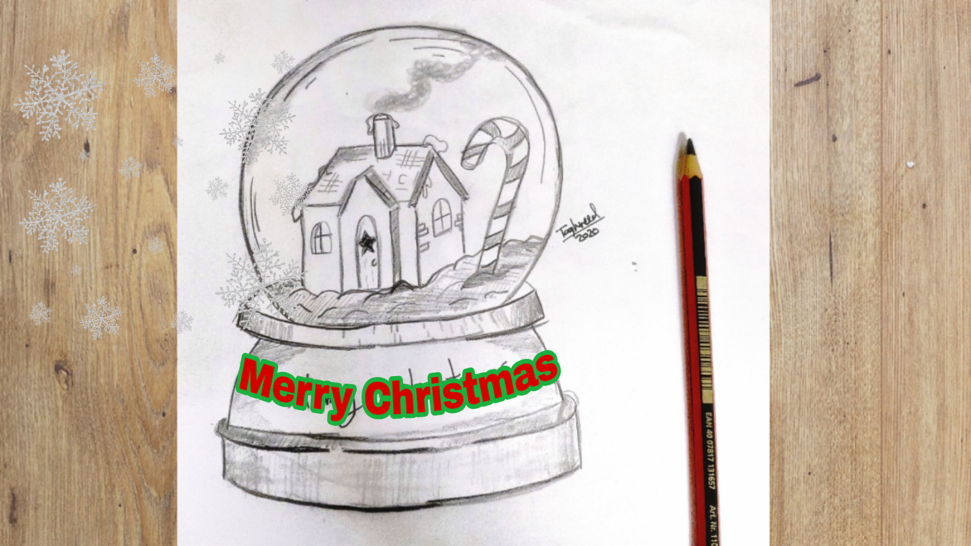 How to draw Christmas things Easy snow Globe drawing Hello, in this