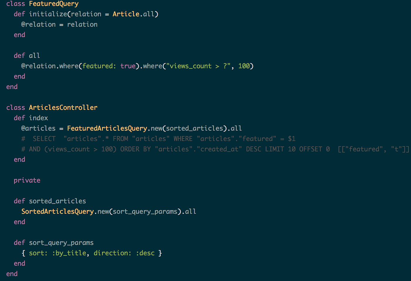 Query Object in Ruby on Rails. Database queries are common when you