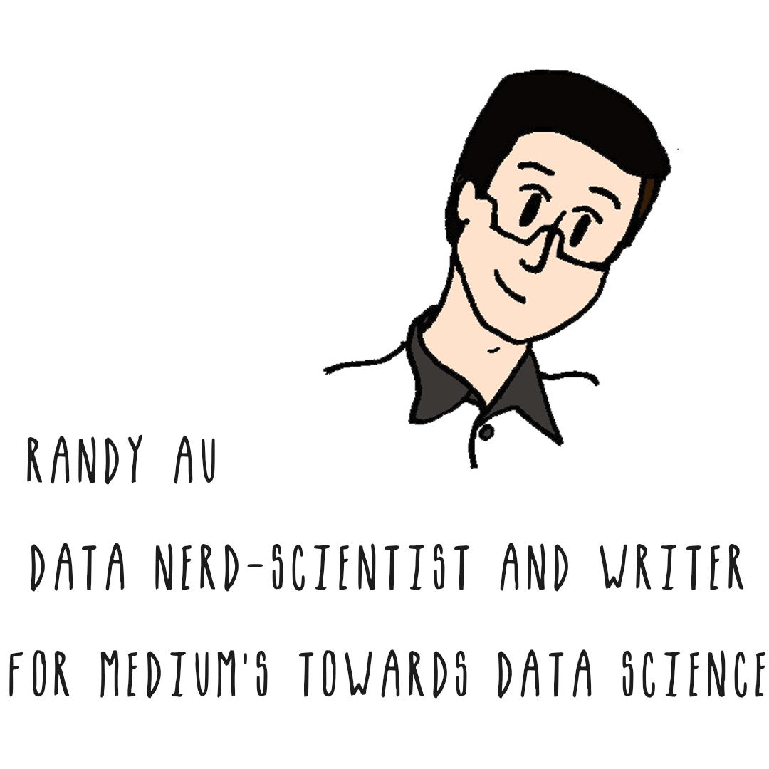 Image of a man with black hair: Randy Au, Data Nerd Scientist and writer for Medium’s Towards Data Science Journal.