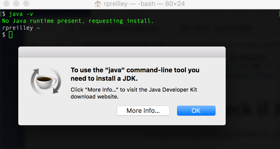 java command line tool mac popup