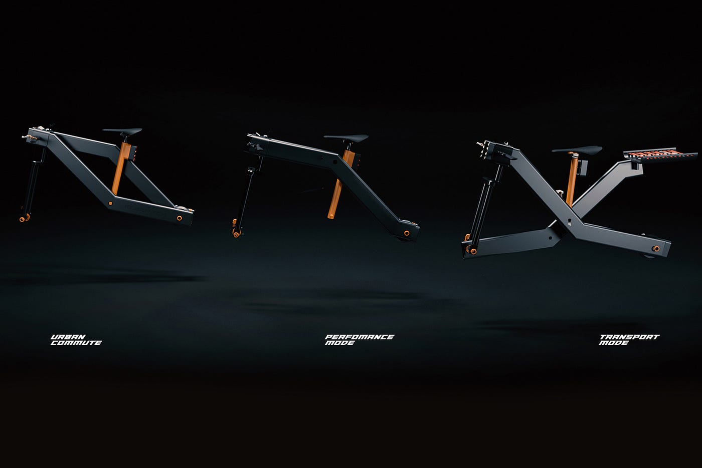 Bicycle’s structure can transform into different configurations facilitating urban commute, performance and normal rides.