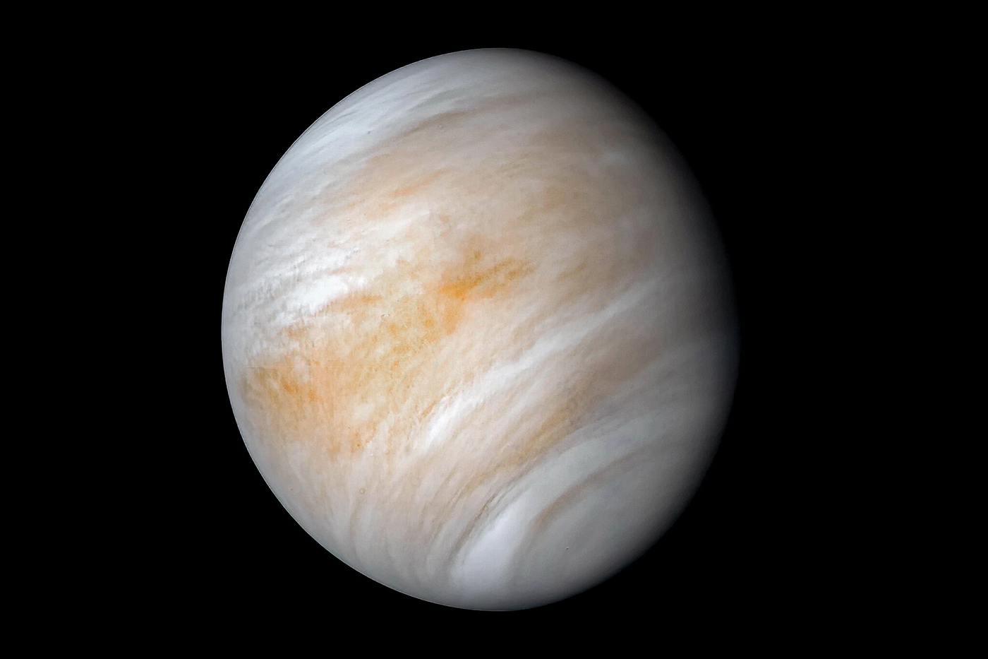 An image of Venus made with data recorded by NASA’s Mariner 10 spacecraft i...