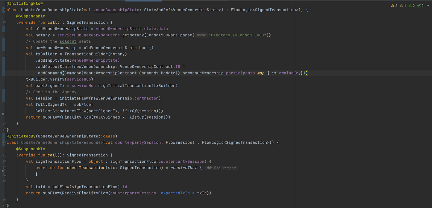 UpdateVenueOwnershipState flow and its responder flow