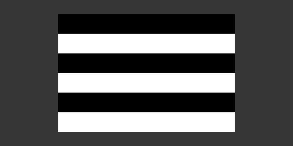 A flag with 3 sets of alternating back and white stripes