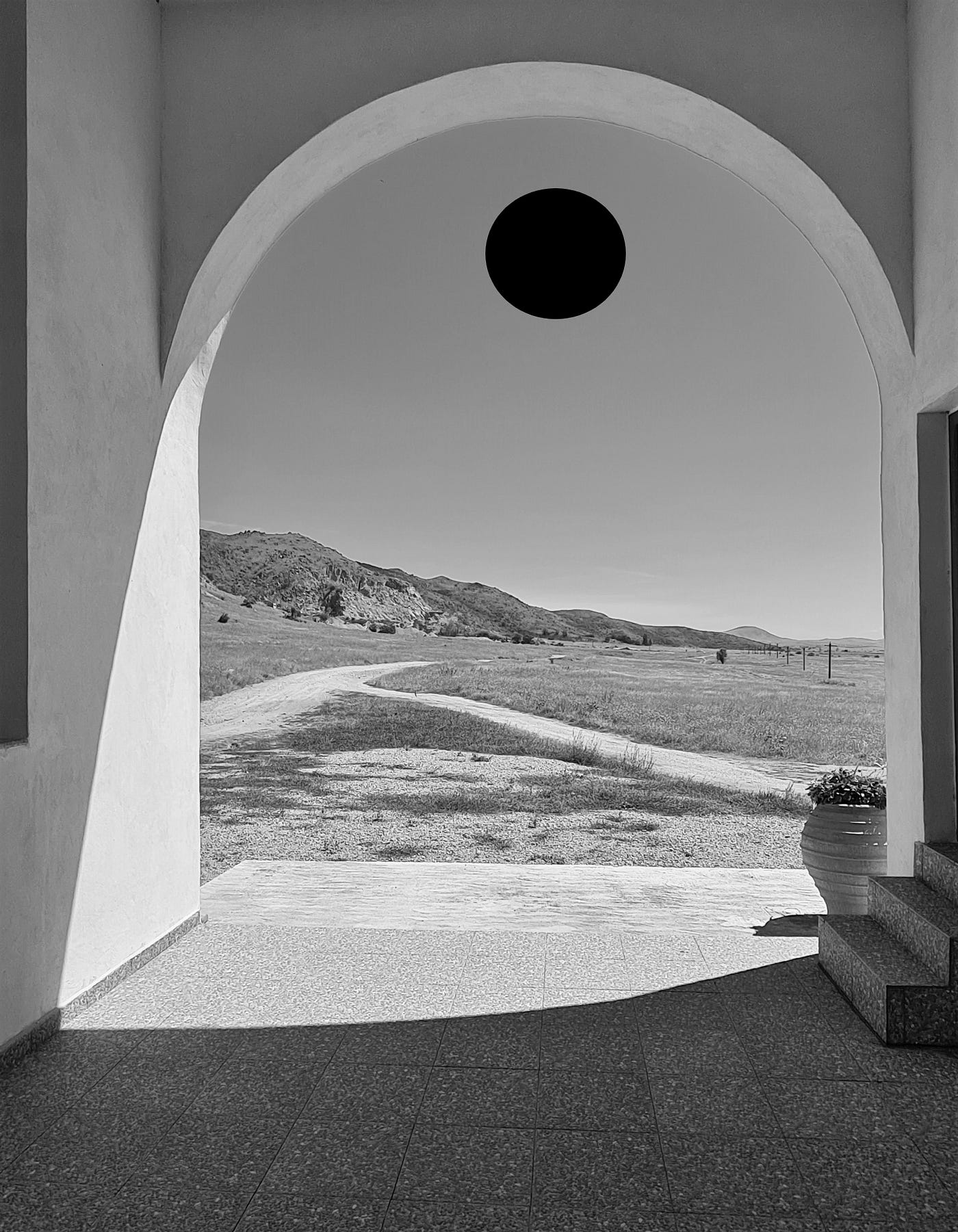 Courtyard With A Shadow black & white photography by Martyna Benedyka