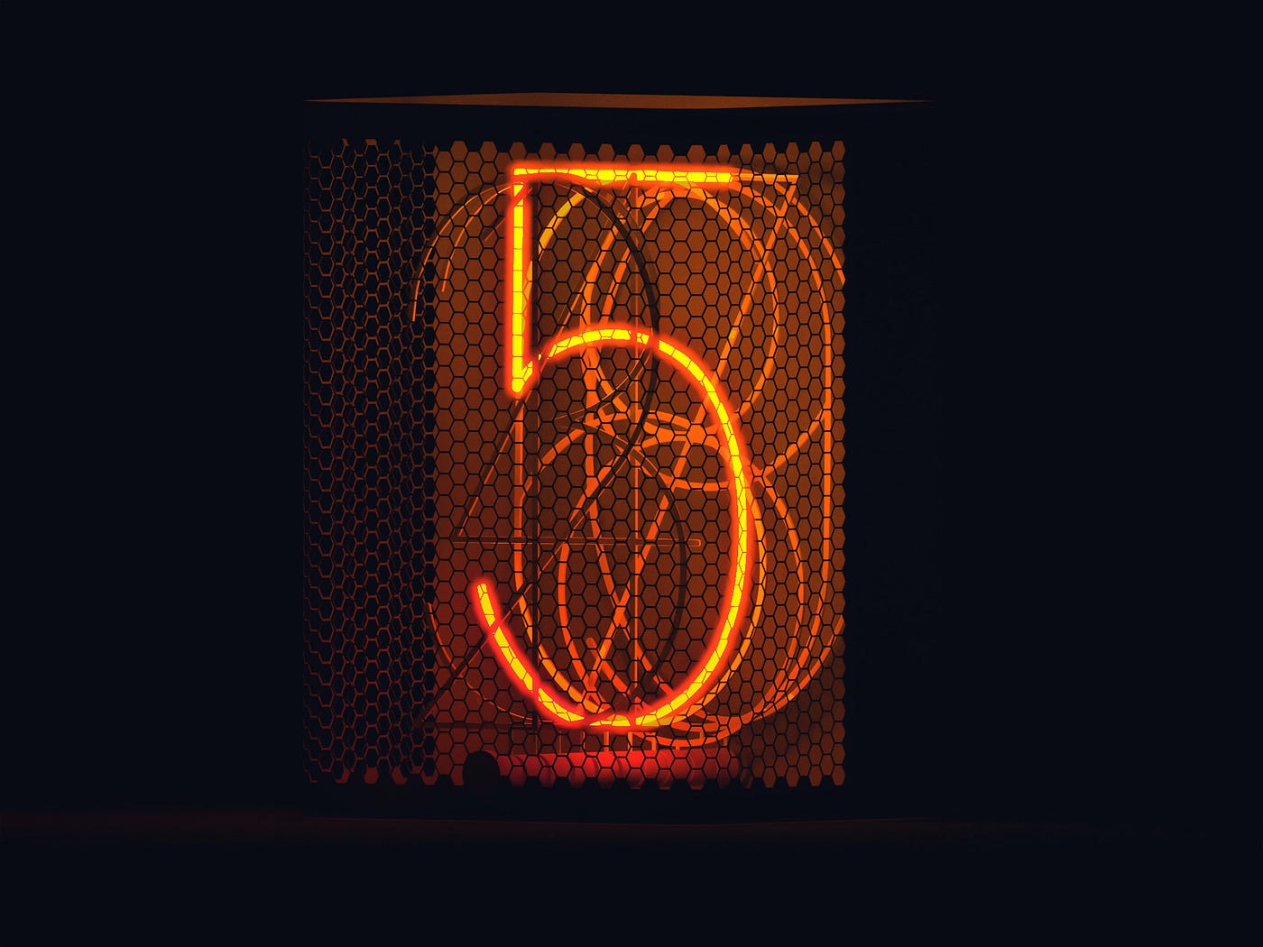 Lit sign with the number 5