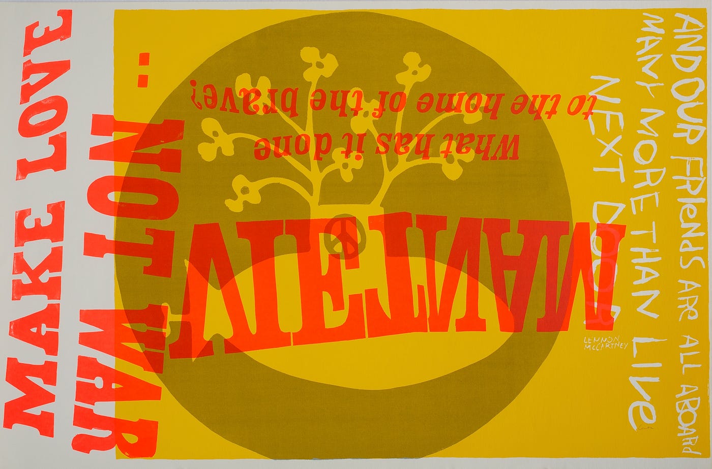 Corita Kent, yellow submarine, 1967, screenprint, Corita Art Center, Immaculate Heart Community, Los Angeles, CA. © Corita Ar