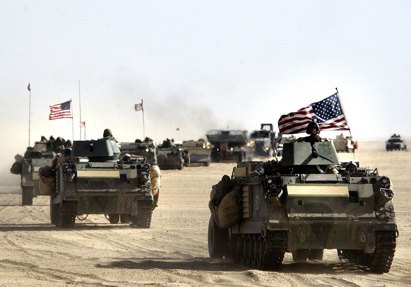 U.S. Army 11th Engineers move into position ahead of a possible military strike near Kuwait-Iraq border on March 18, 2003.