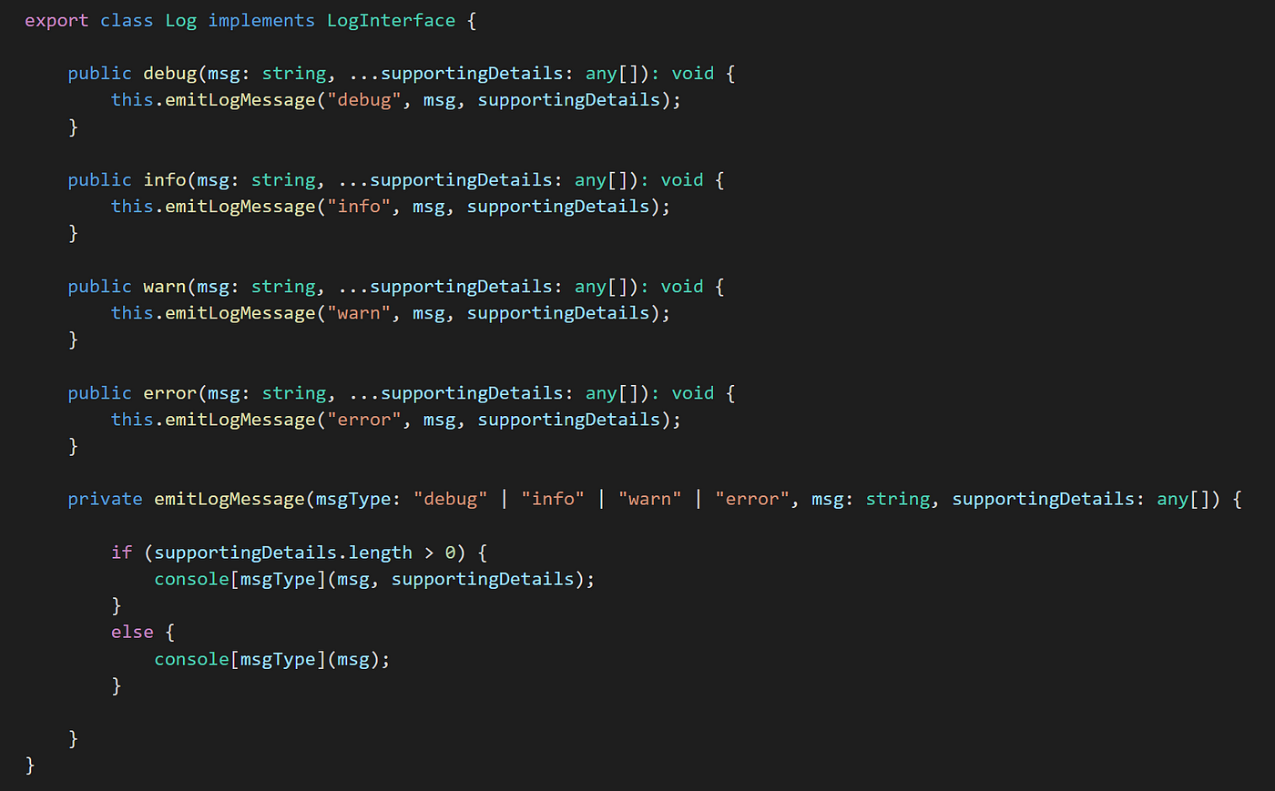 Simple JavaScript Logger in TypeScript Demonstrating Interfaces, Union