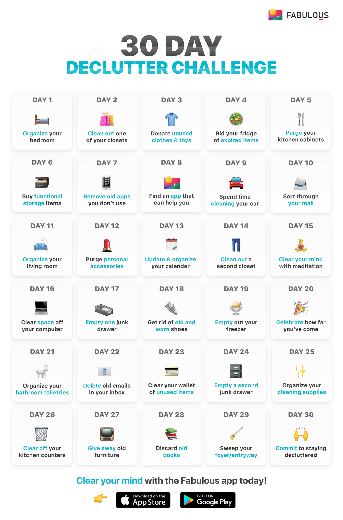 30 Day Declutter Challenge Printable 30 Day Declutter Challenge Printable