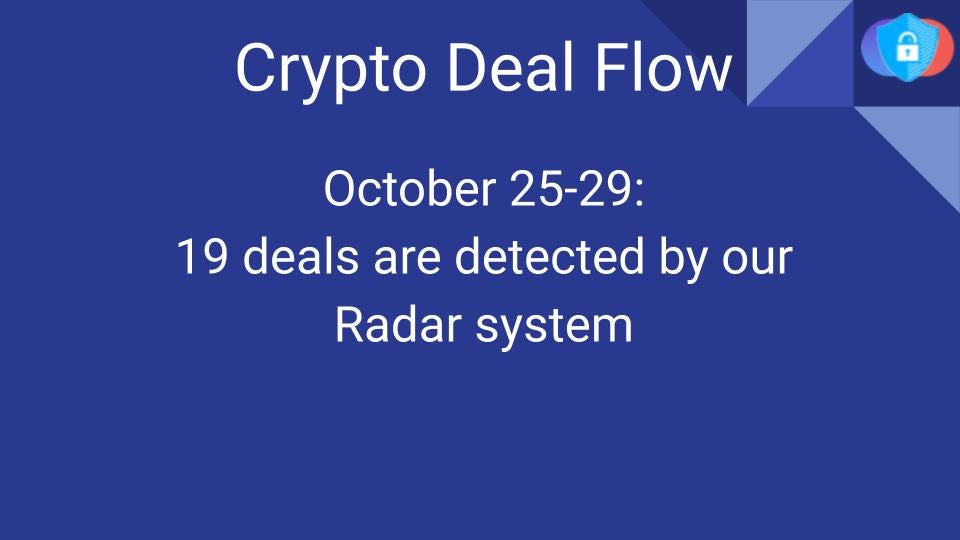 Crypto Deal Flow: October 25–29