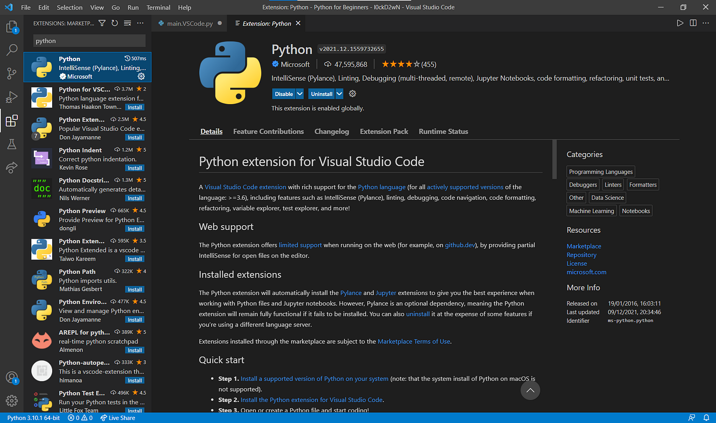 code with #1.2 Installing a Code Editor (IDE) — Python for Beginners ...