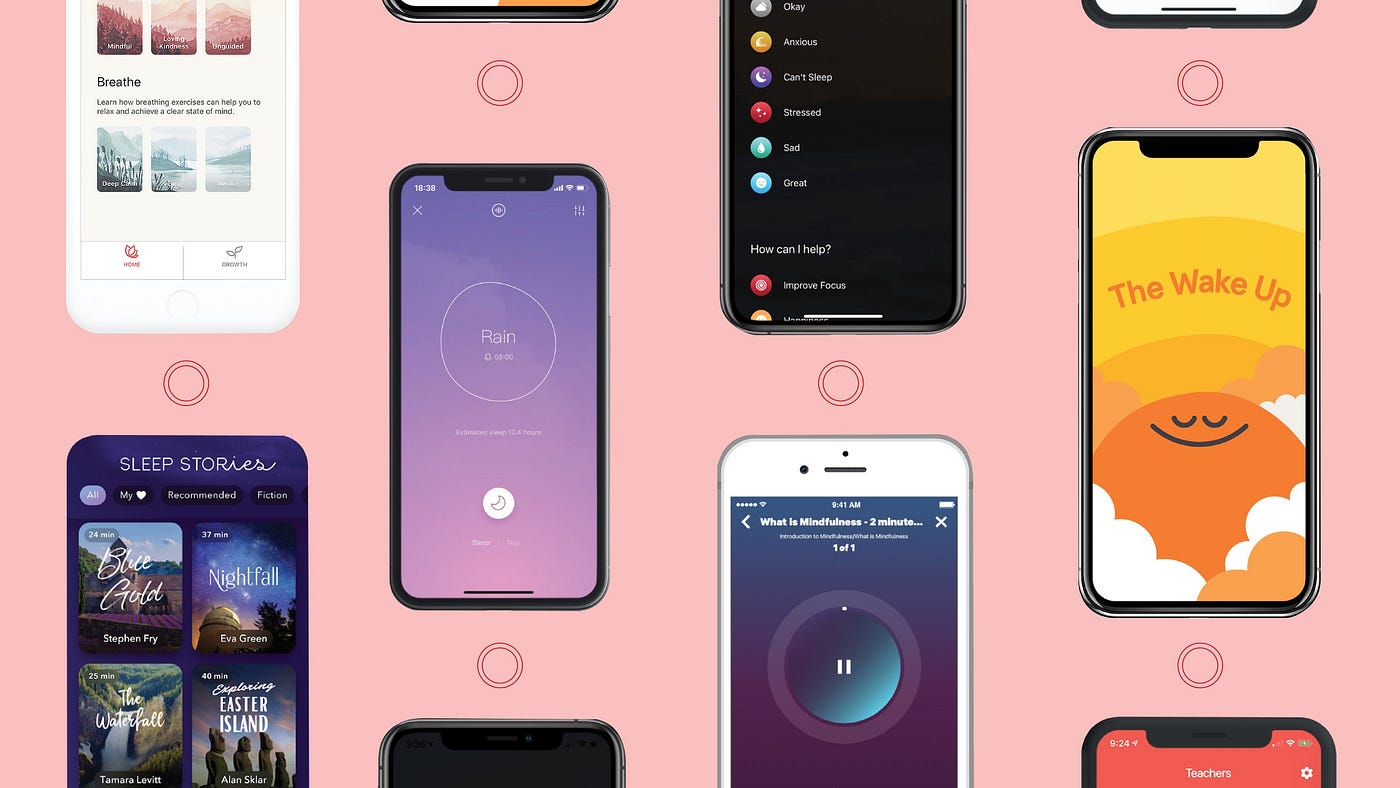 Some of the meditation Apps that I analyzed in the Benchmark