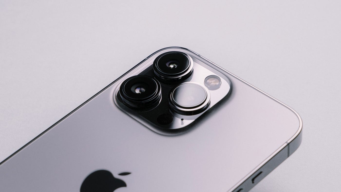 Back of the iPhone 13 Pro, Space Gray showing the multiple Cameras.