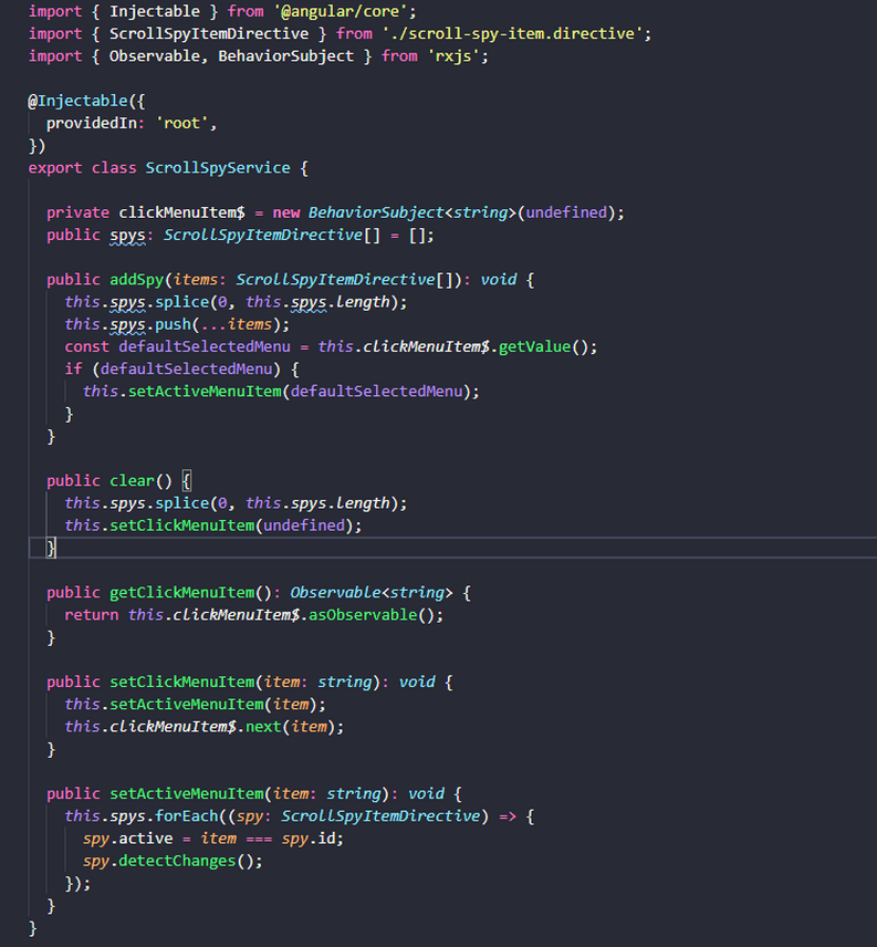 Building a Scroll Spy Using Angular 9 and ngxperfectscrollbar by