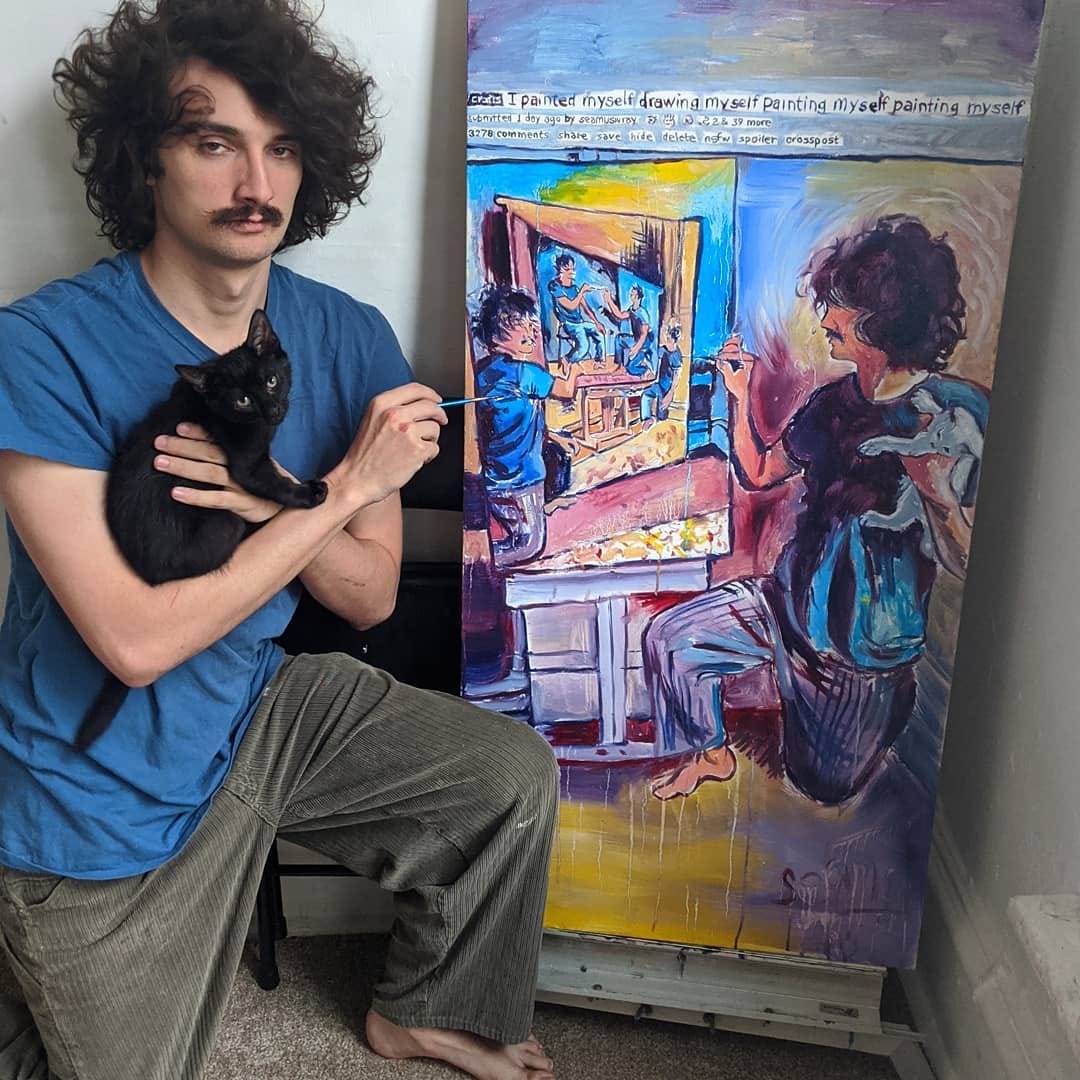Artist Paints Himself Painting Himself Painting Himself Painting