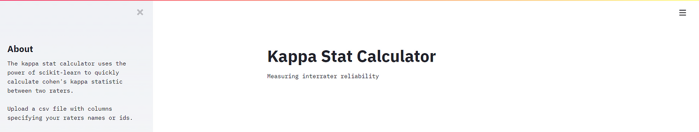 sneeze soup assistance Building a Web App to Calculate Cohen's Kappa Coefficient | by Cole Hagen |  Towards Data Science