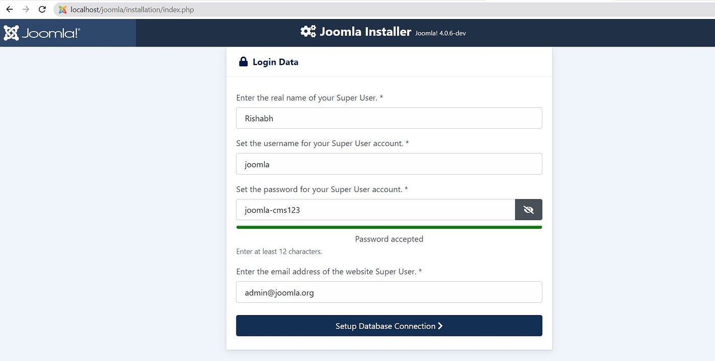 Joomla Login Data