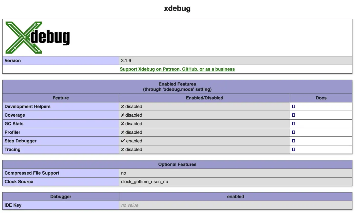 PHPInfo with Xdebug