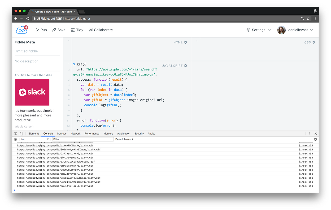 Using APIs part 2 — JavaScript & Giphy | by Danielle Emma Vass | Medium