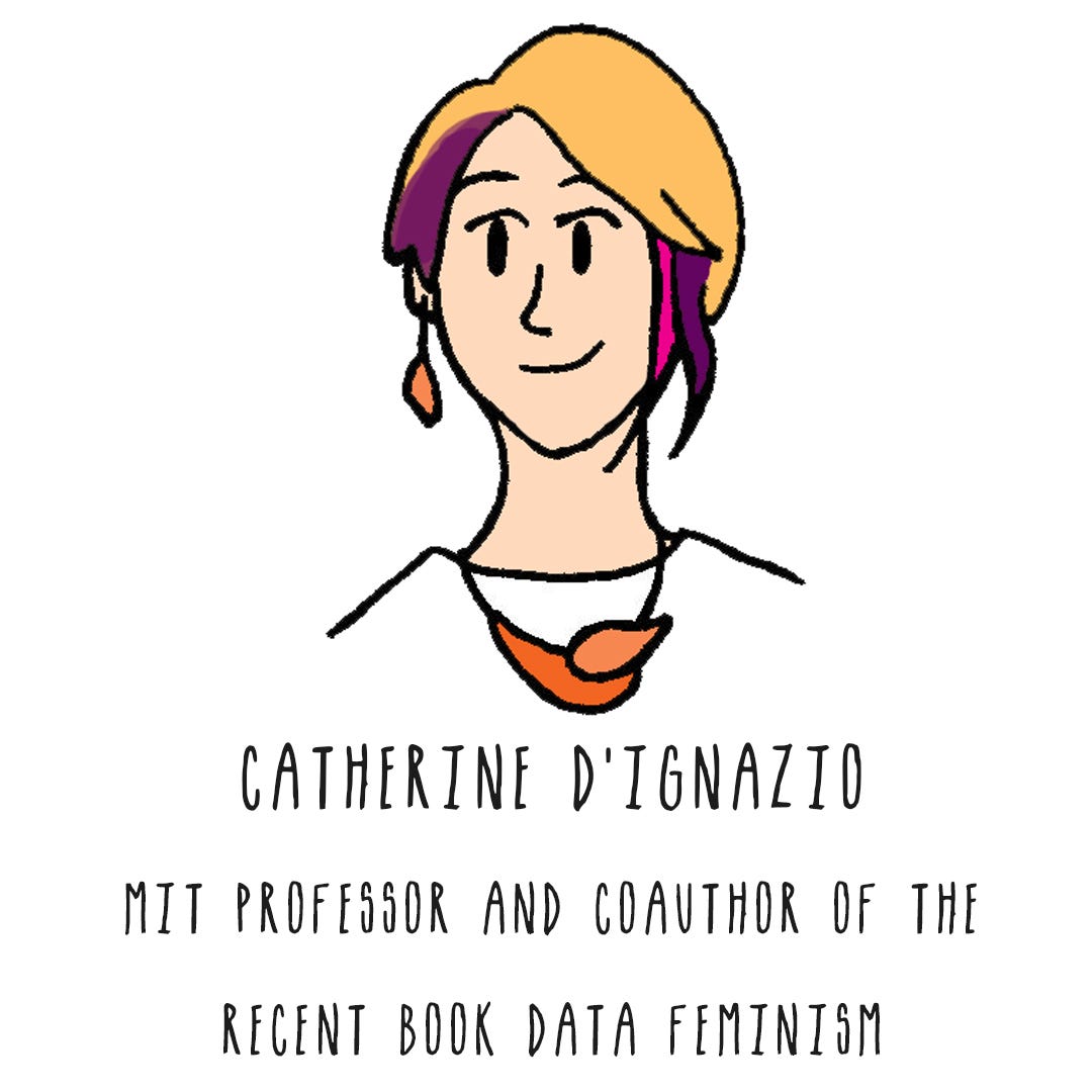 Image of a blonde woman with purple & pink highlights: Catherine D’Ignazio, MIT Professor and Coauthor of the Data Feminism.