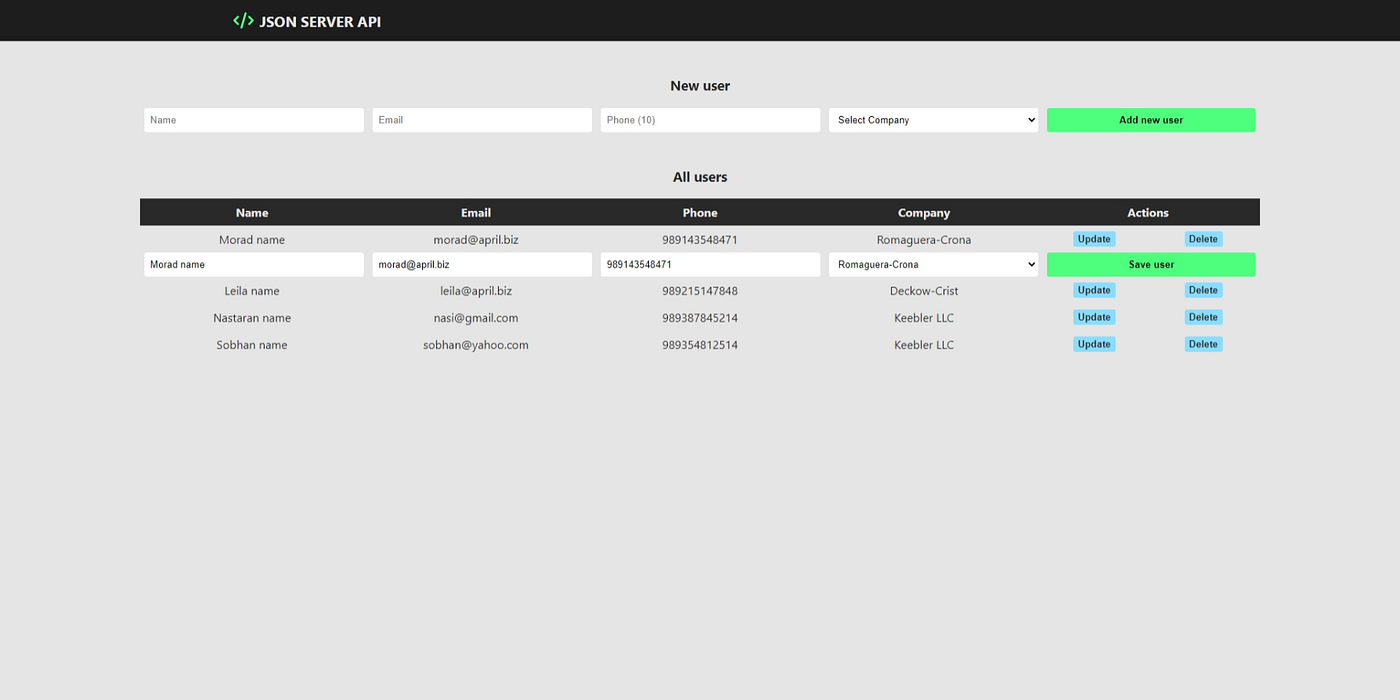 Simulate a Backend REST API with json-server for CRUD Development in React  | by L Javier Tovar | Better Programming
