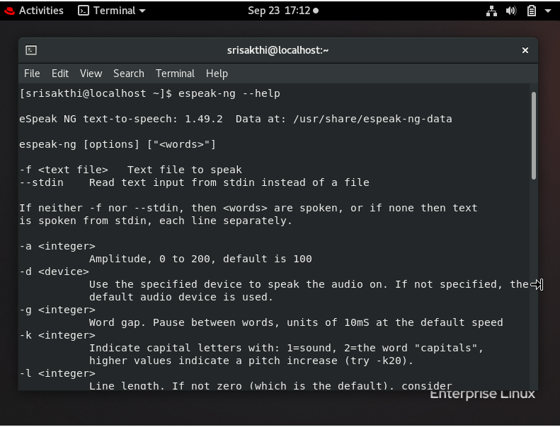 LINUX — ESPEAK-NG AND ITS OPTIONS | by Sri Sakthi C.B. | Sep, 2021 | Medium