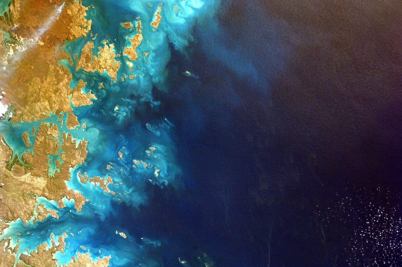 Aerial view of a coastline