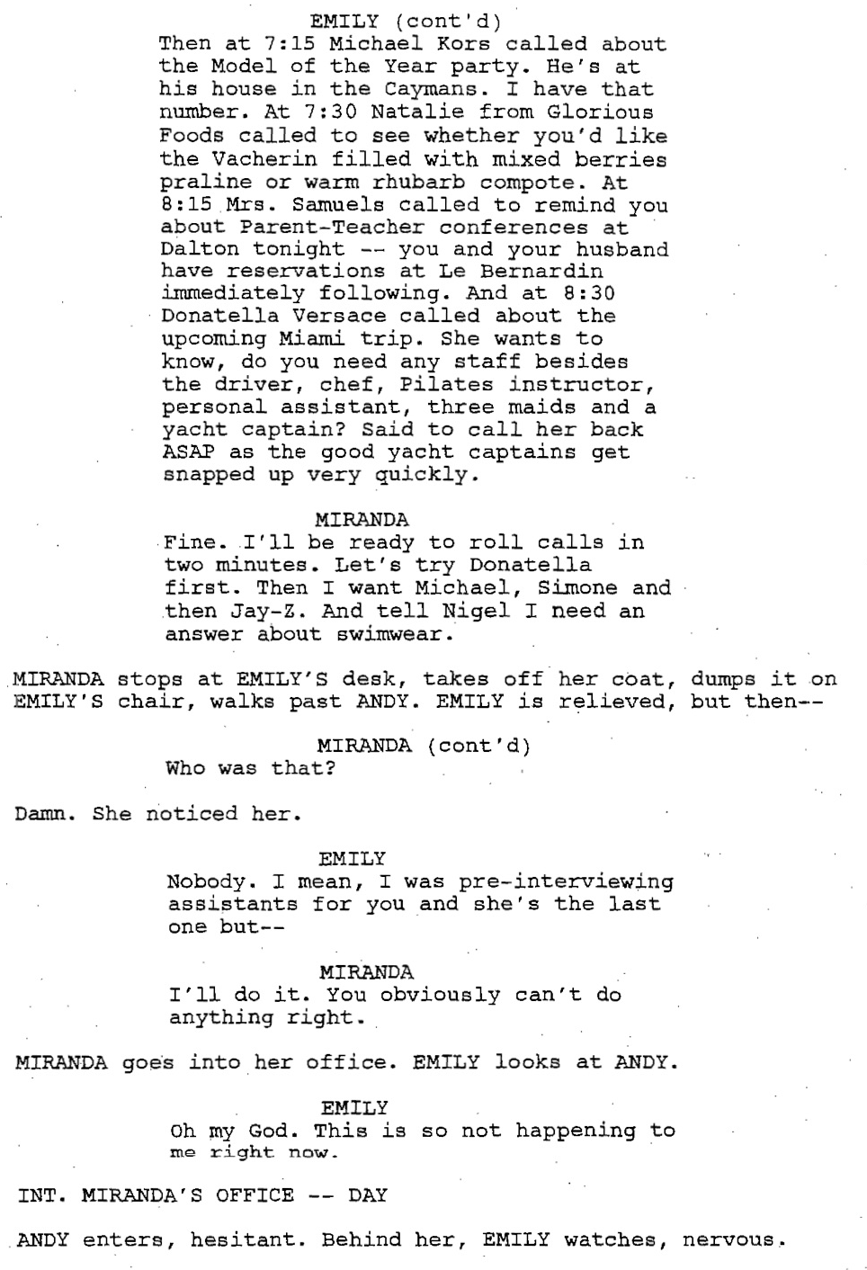 Script To Screen: “The Devil Wears Prada” | by Scott Myers | Go Into The  Story