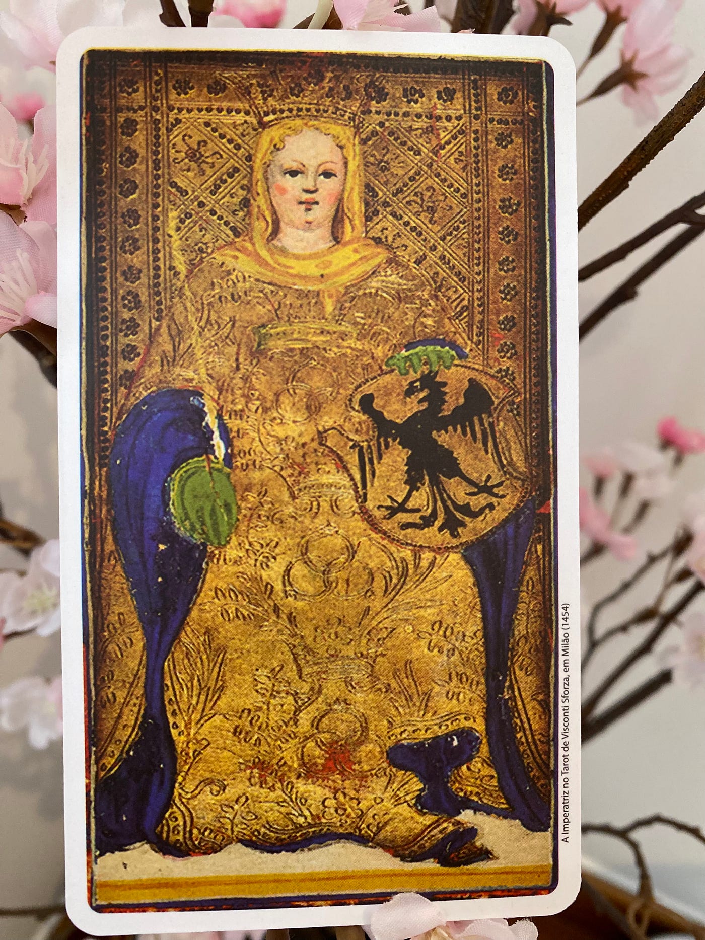 The Empress tarot card — Visconti Sforza Tarot (1454)
