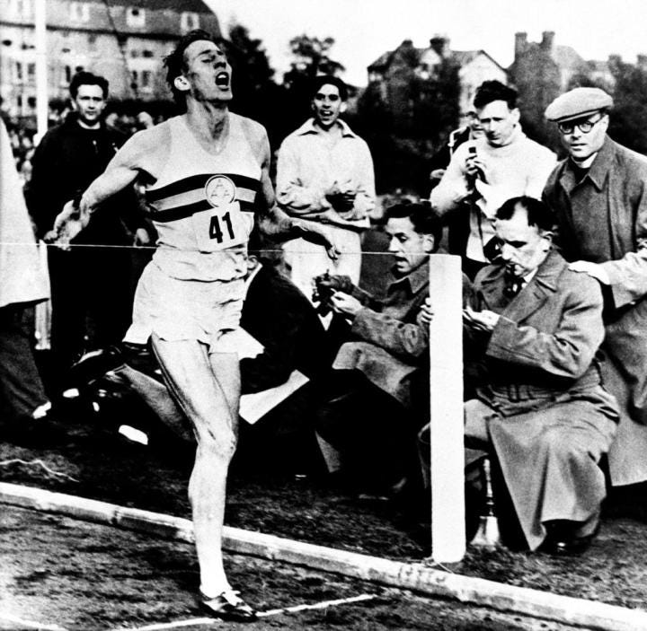 Roger Bannister breaks the Four-minute Mile Record