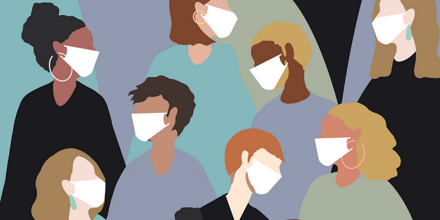 illustration of people wearing face masks