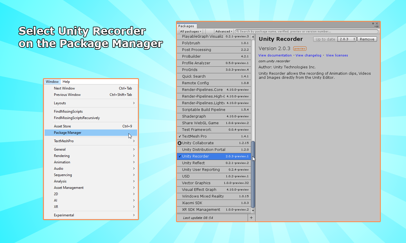 Unity Tips: The Unity Recorder. Get amazing in game footage of your… | by  BlueBubbleBee | Medium